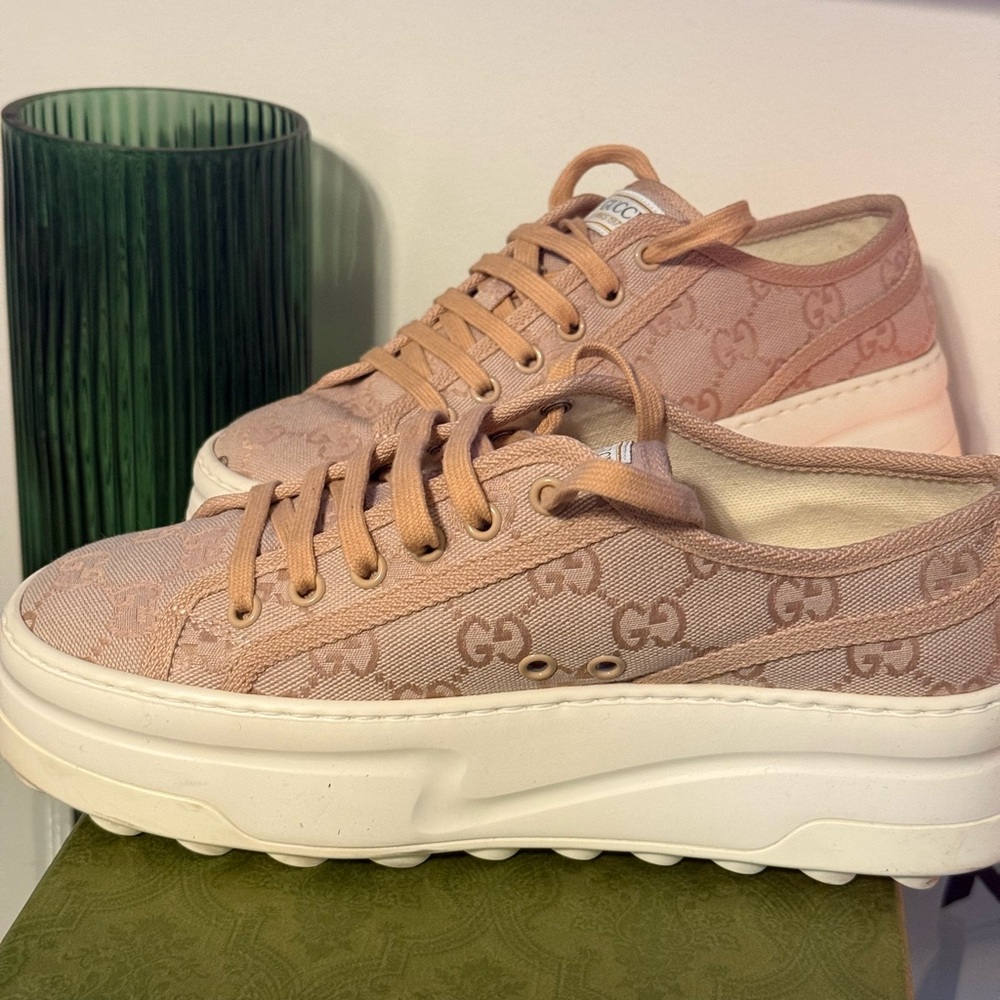 Gucci Pink High-Top Sneakers with Suede Finish